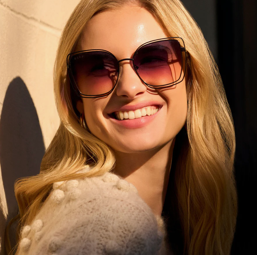 JACQUELINE Black Square Polarized Sunglasses DE01-0767-BKTIP