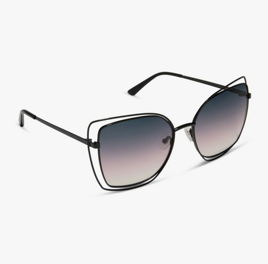 JACQUELINE Black Square Polarized Sunglasses DE01-0767-BKTIP
