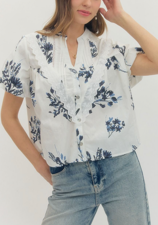 Charmed Life Navy Floral Top