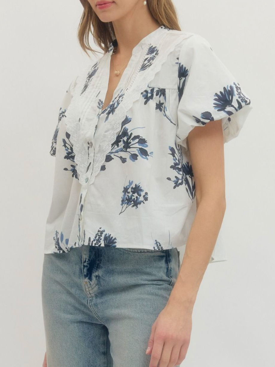 Charmed Life Navy Floral Top