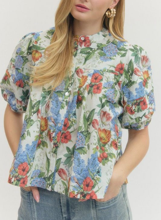 Elegant Bloom Top in Cream