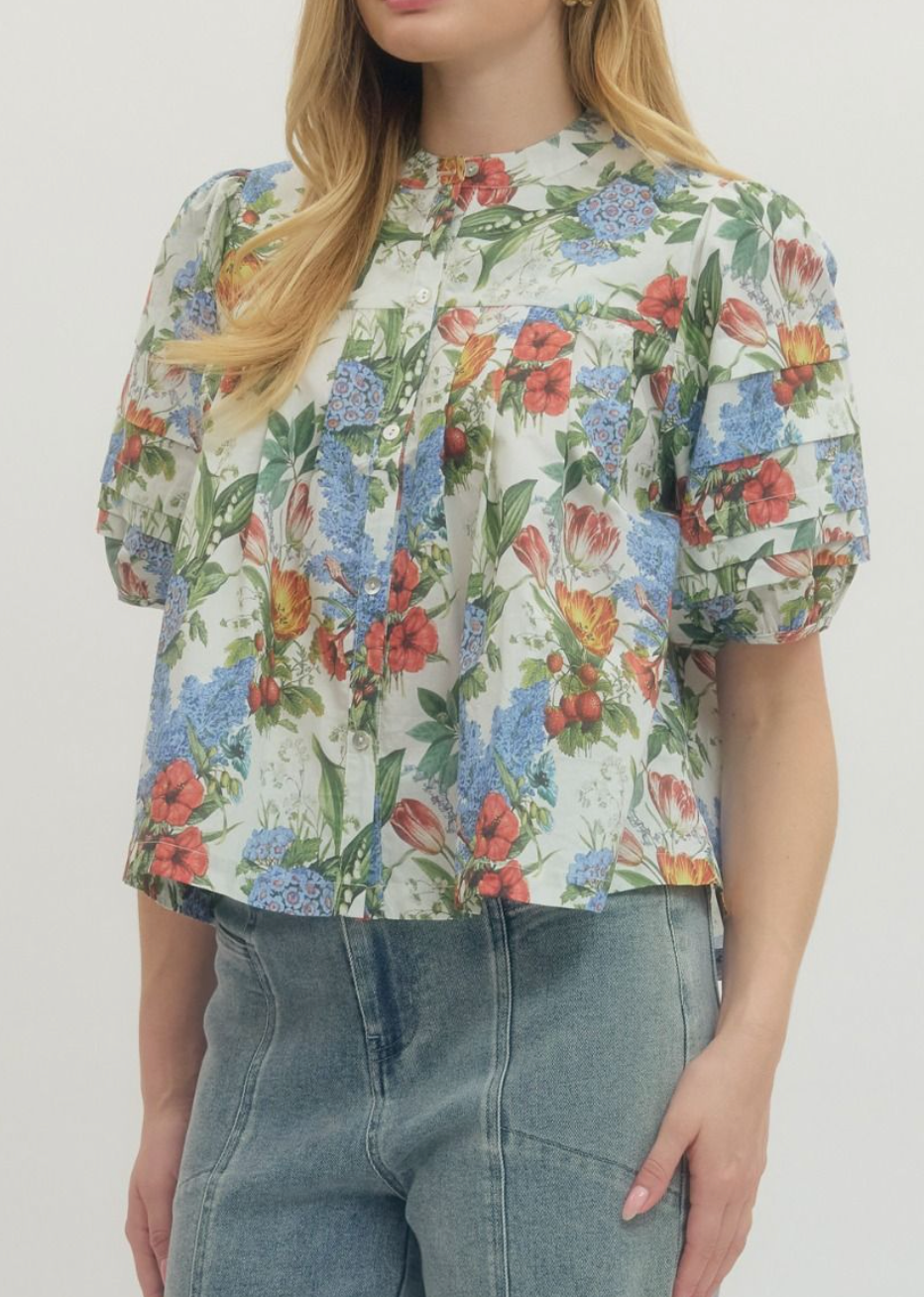 Elegant Bloom Top in Cream