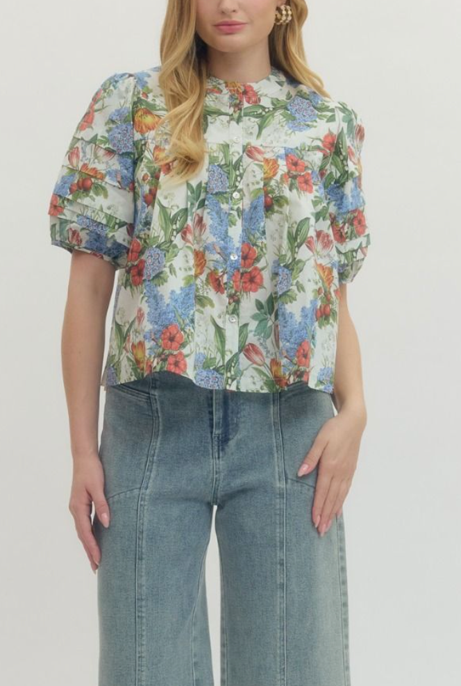 Elegant Bloom Top in Cream
