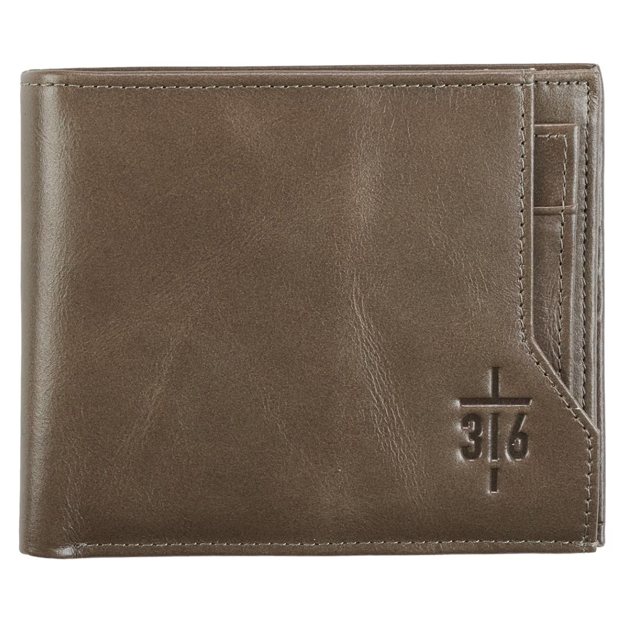 John 3:16 Cross Taupe Wallet for Men