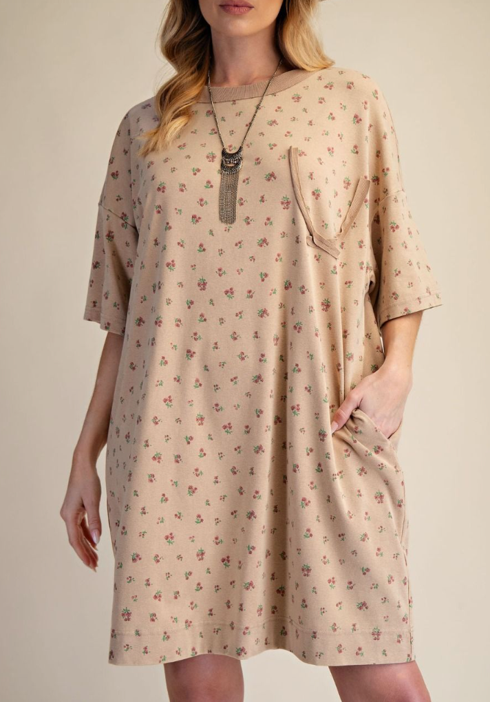 Falling for Floral Dress in Mocha