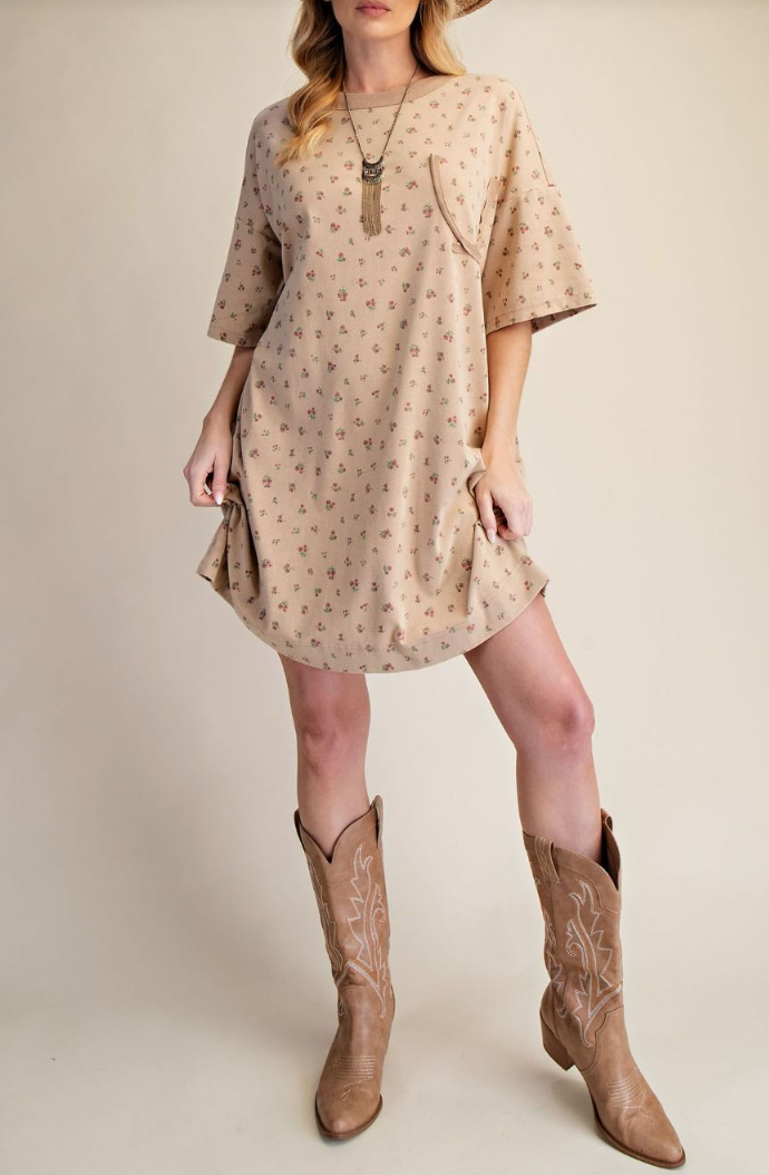 Falling for Floral Dress in Mocha