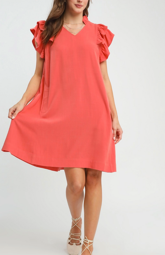 Joyful Moment Dress in Dark Coral