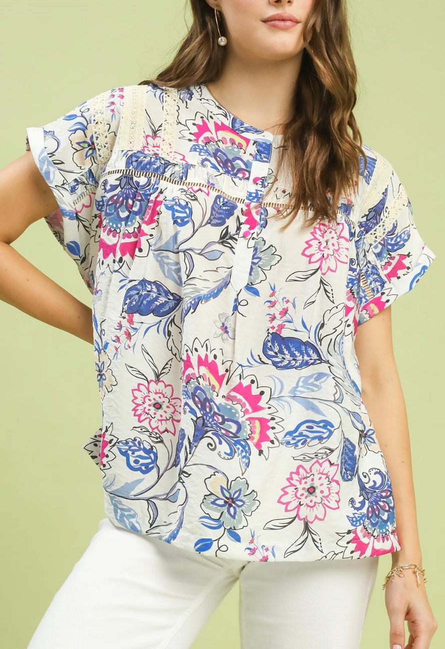 Vacation Bound Floral Pattern Top
