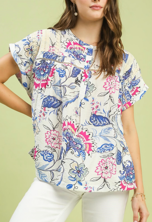 Vacation Bound Floral Pattern Top