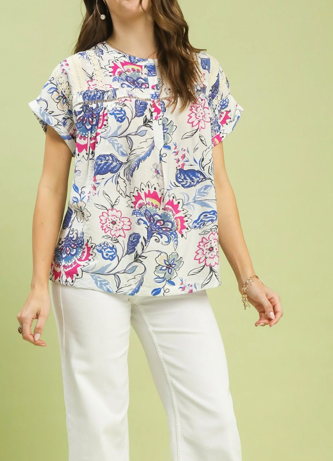Vacation Bound Floral Pattern Top