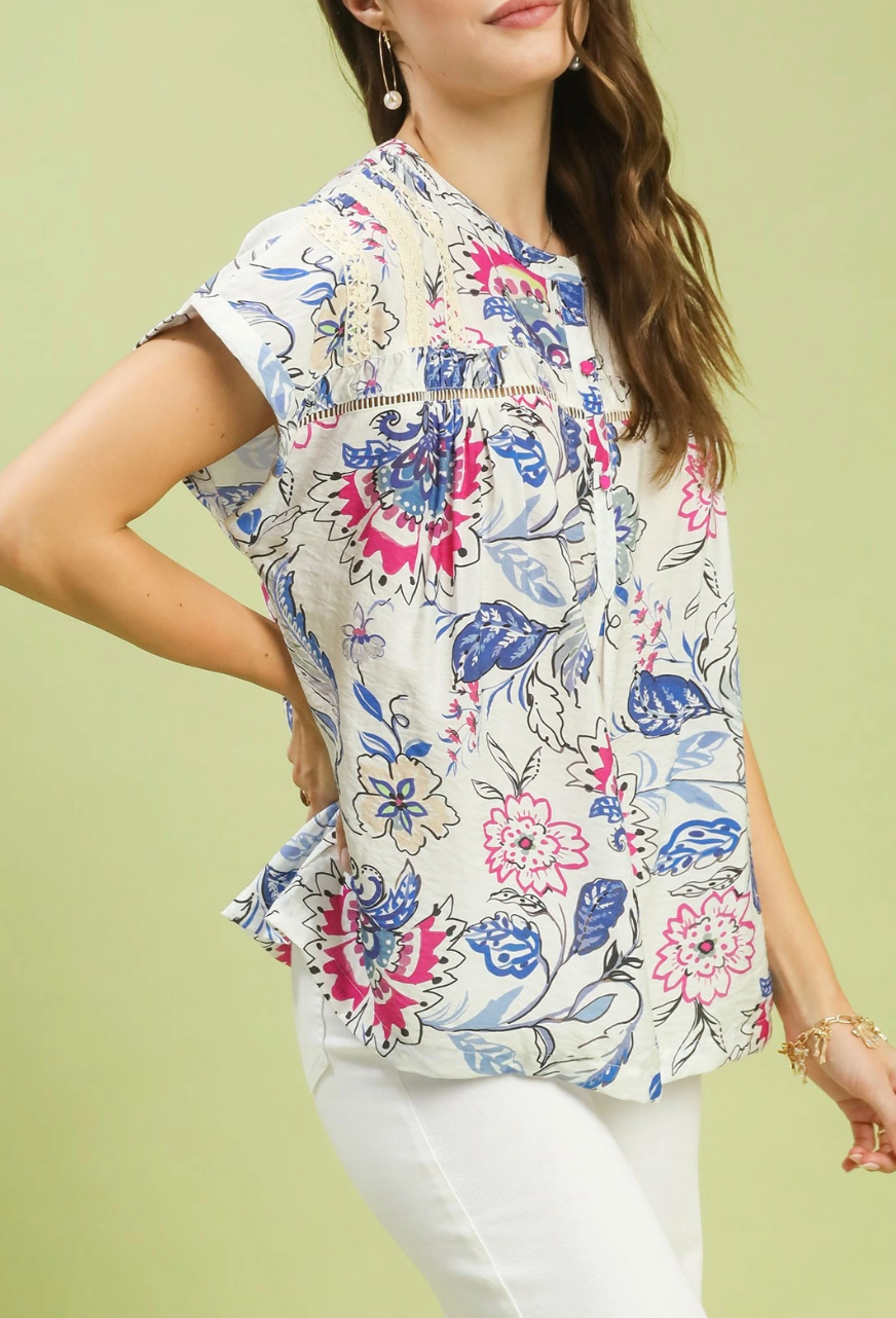 Vacation Bound Floral Pattern Top