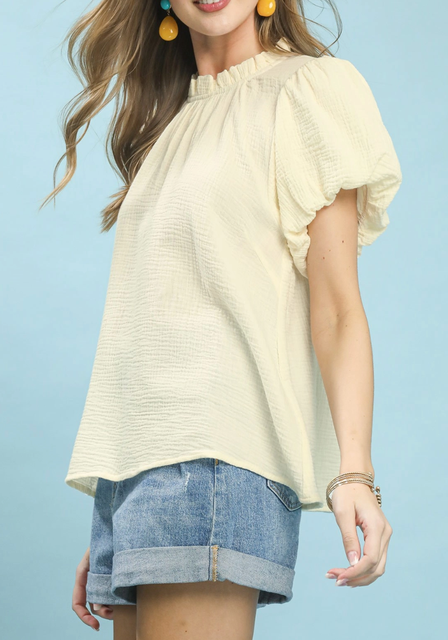 Charmed Affair Gauze Top in Cream