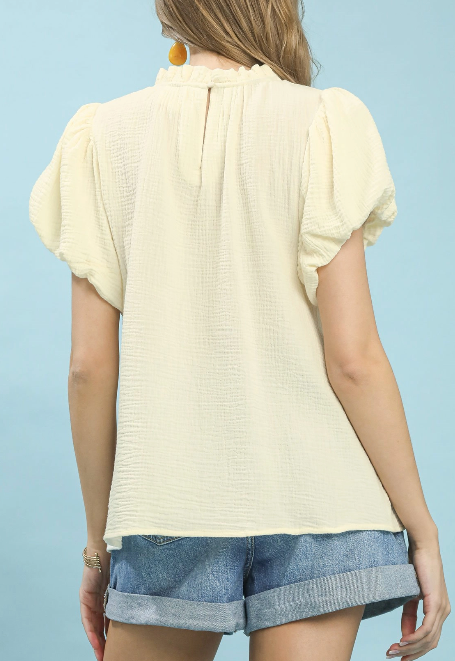 Charmed Affair Gauze Top in Cream
