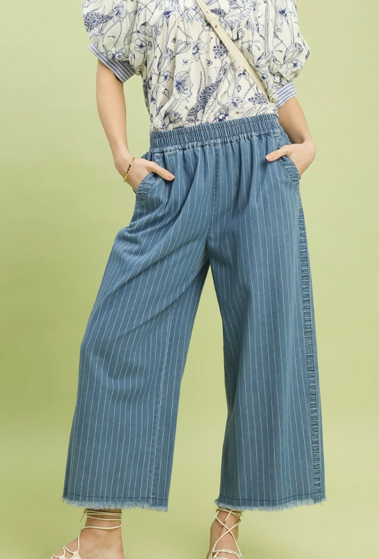 Delightful Denim Pinstripe Pants