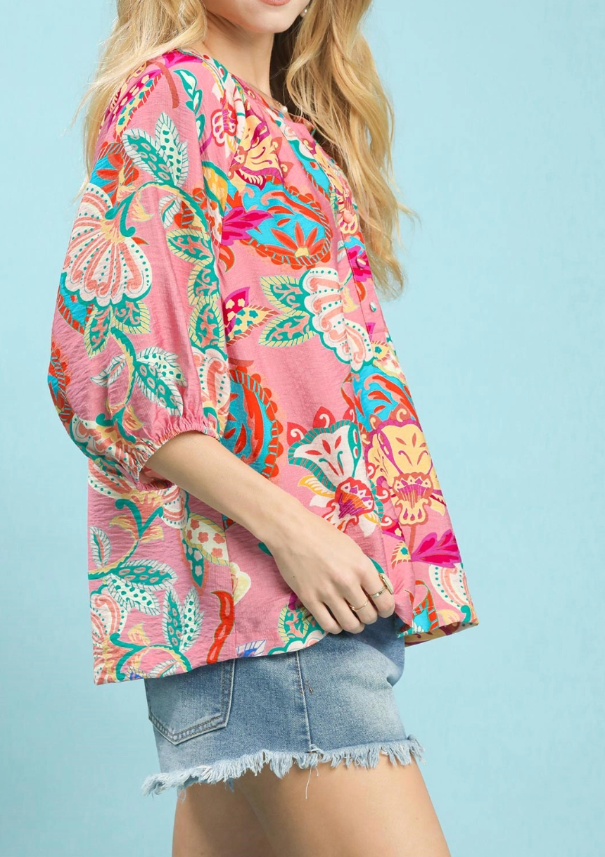 Polished in Pink Paisley Print Top