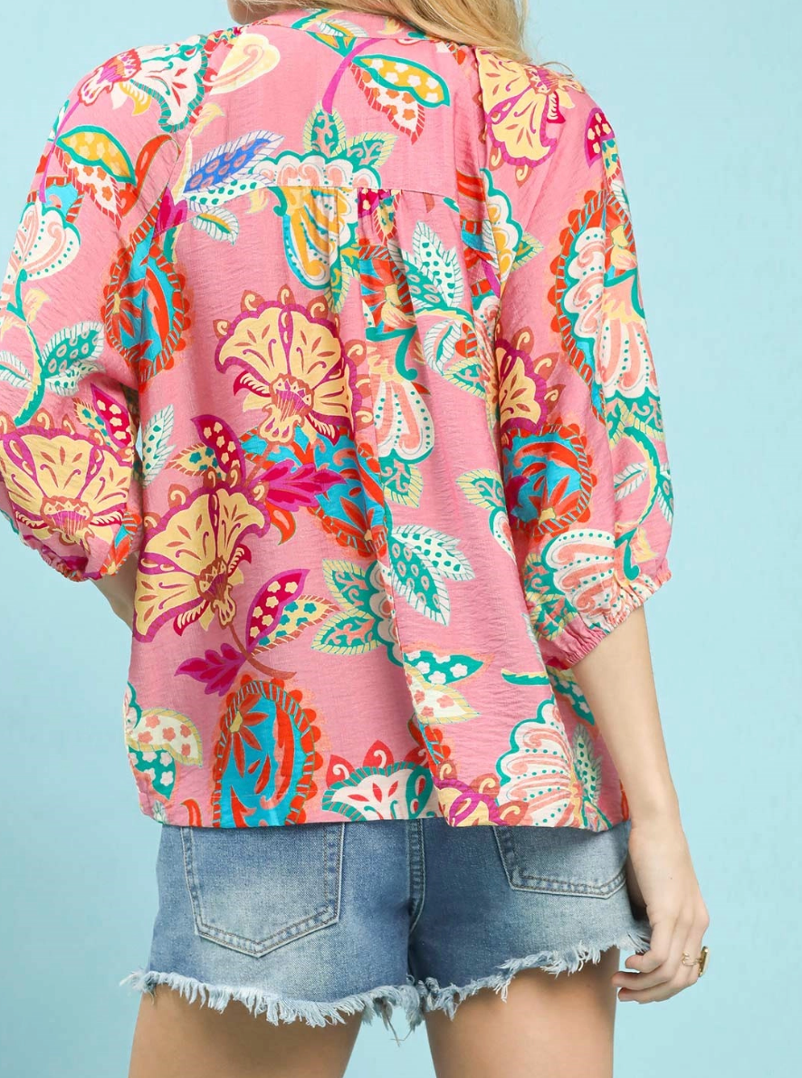 Polished in Pink Paisley Print Top