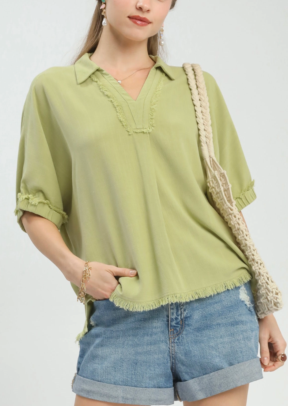 Spring Essential Linen Top in Lime