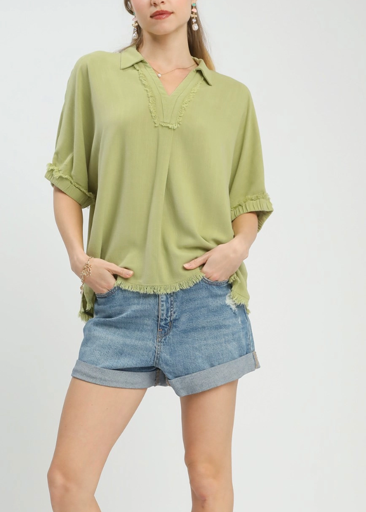 Spring Essential Linen Top in Lime