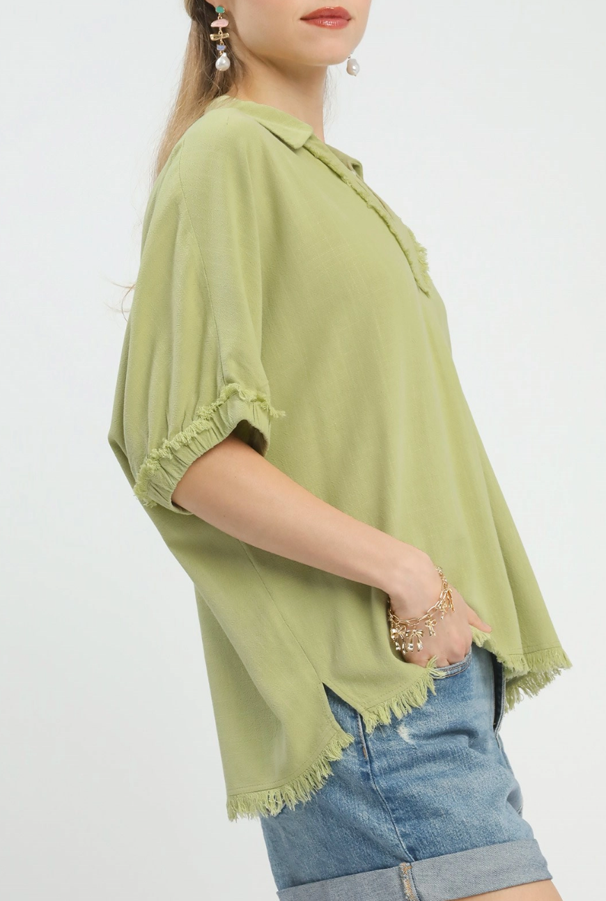 Spring Essential Linen Top in Lime