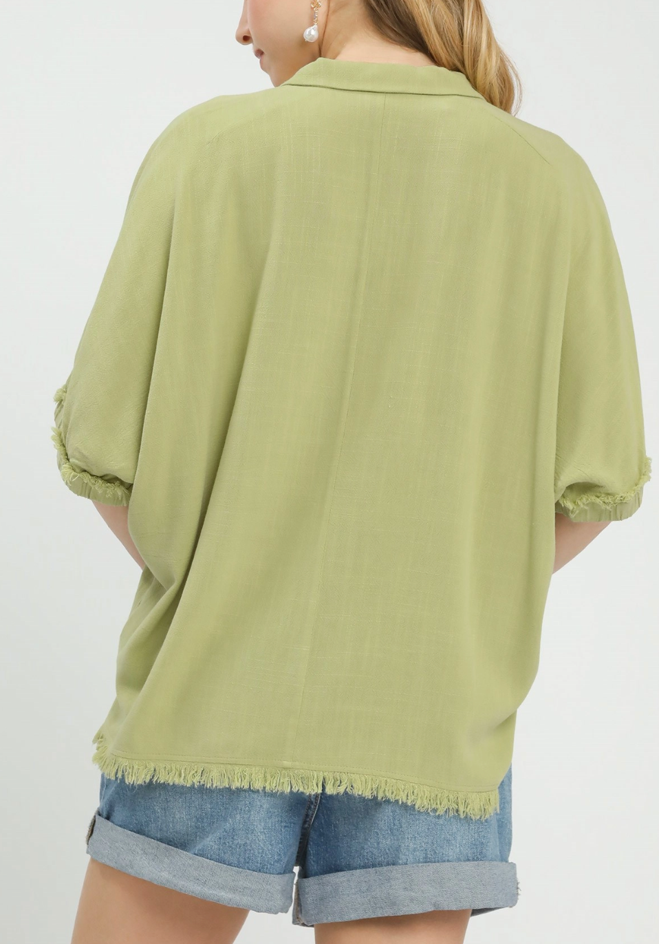 Spring Essential Linen Top in Lime