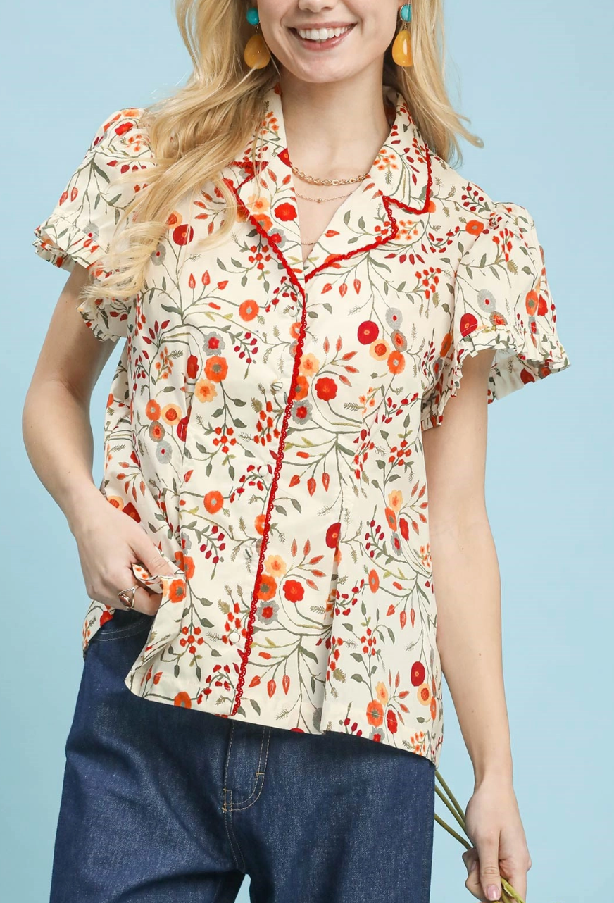 Mix of Florals Cream Top