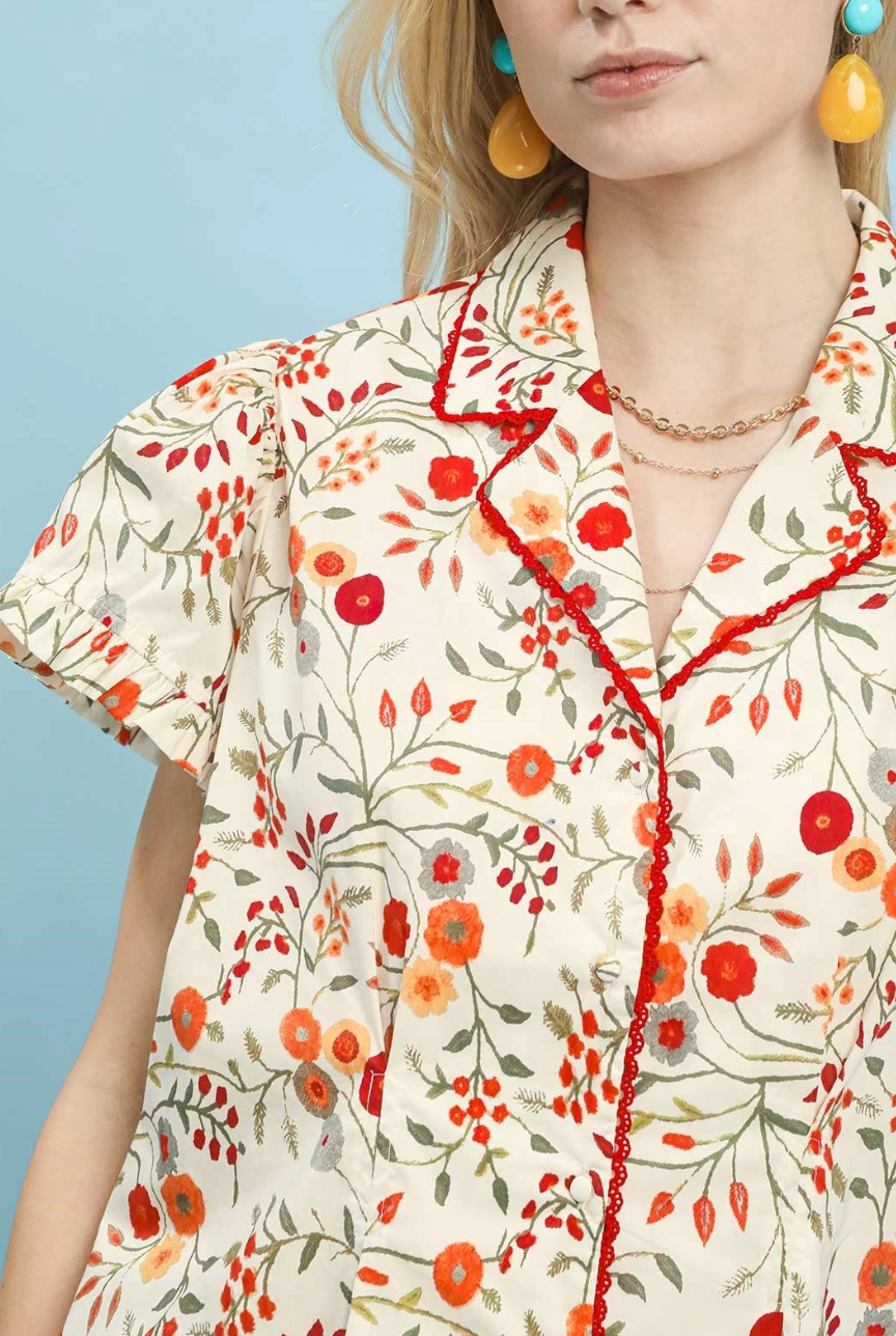 Mix of Florals Cream Top