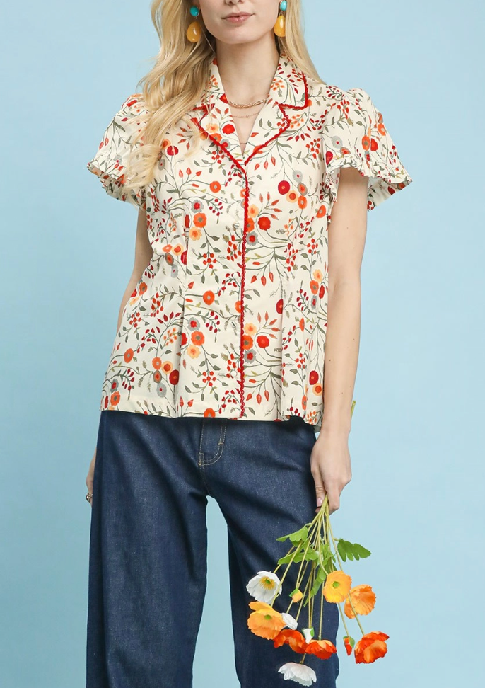 Mix of Florals Cream Top