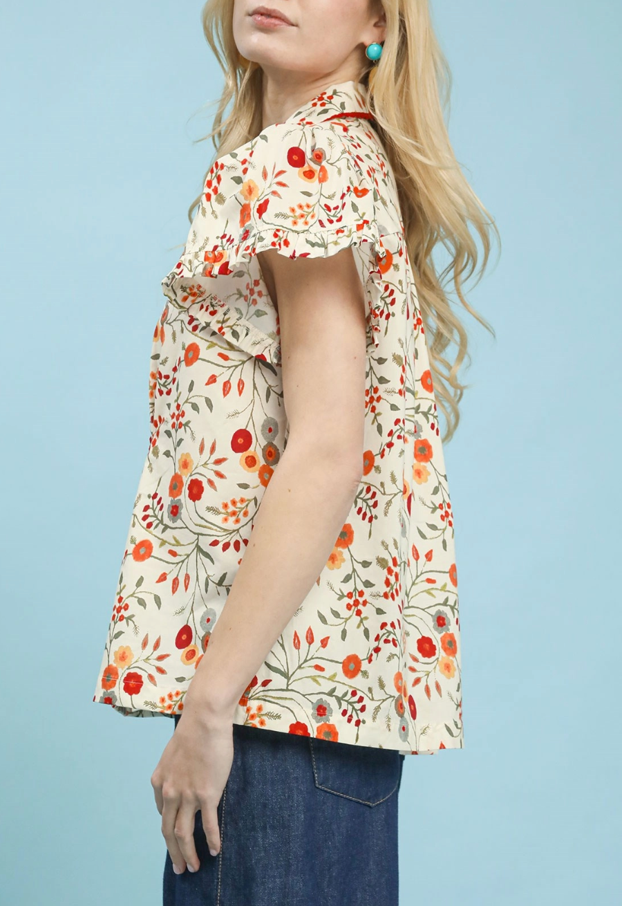 Mix of Florals Cream Top