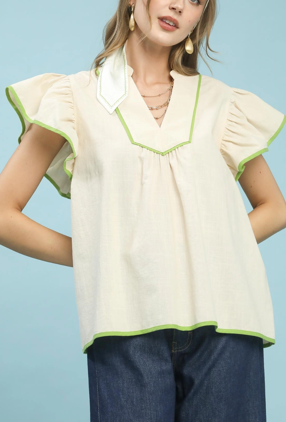 Pure Peace Lime Trim Top