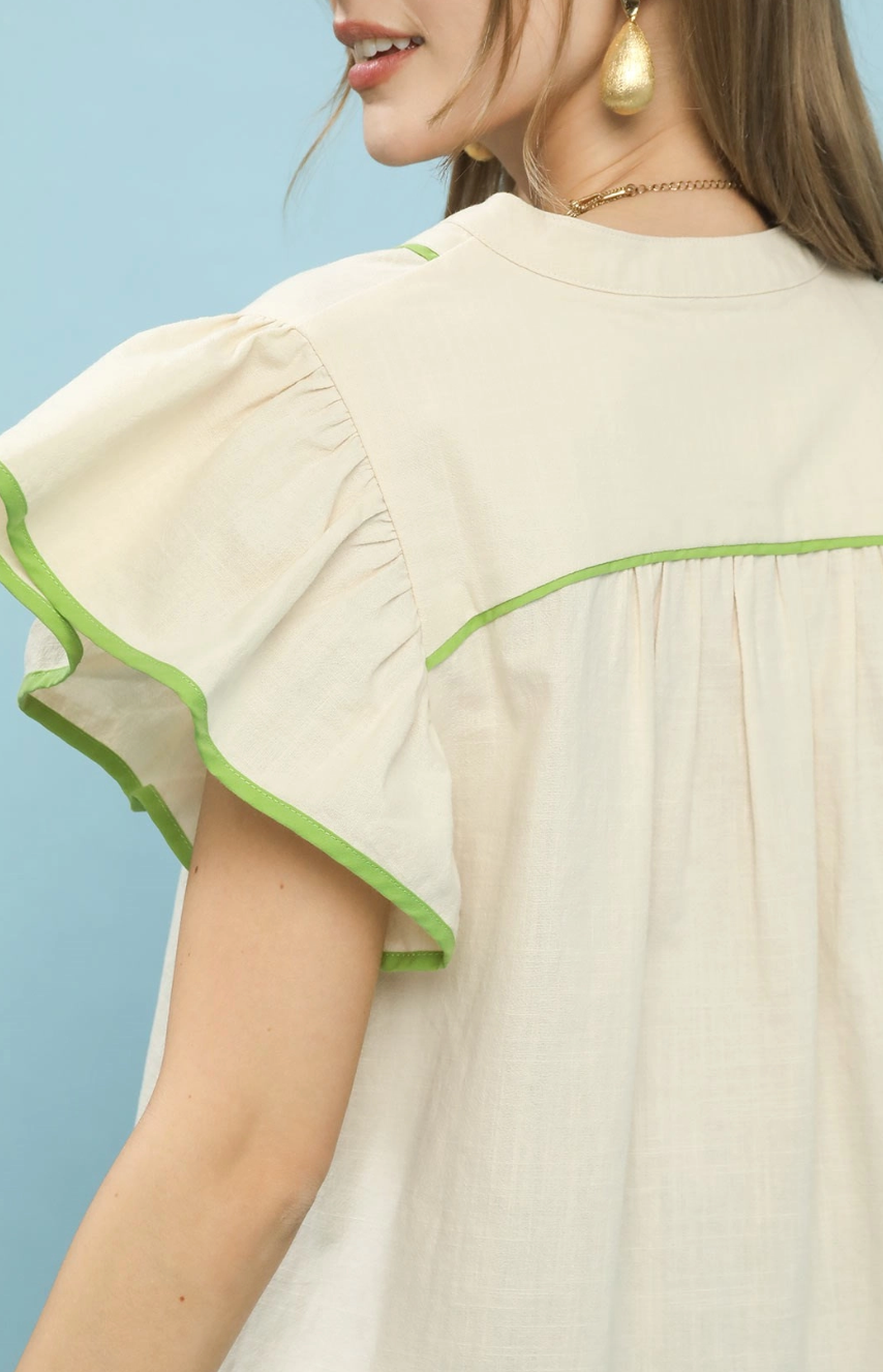 Pure Peace Lime Trim Top