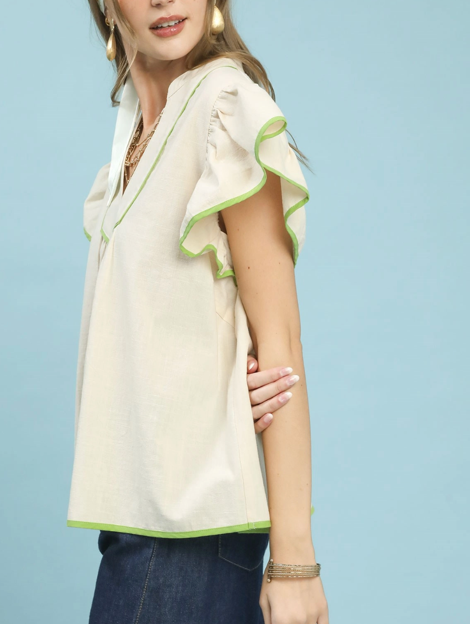 Pure Peace Lime Trim Top
