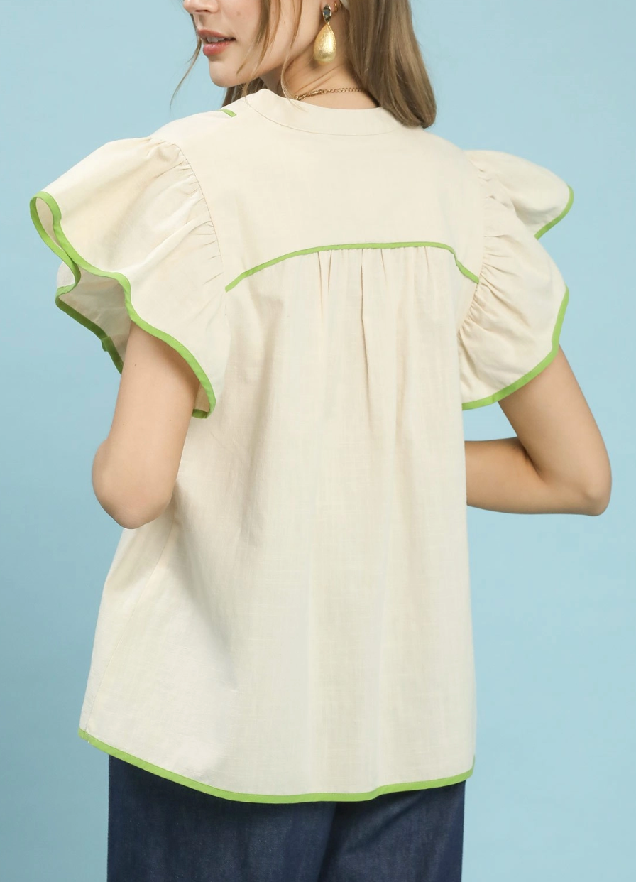 Pure Peace Lime Trim Top