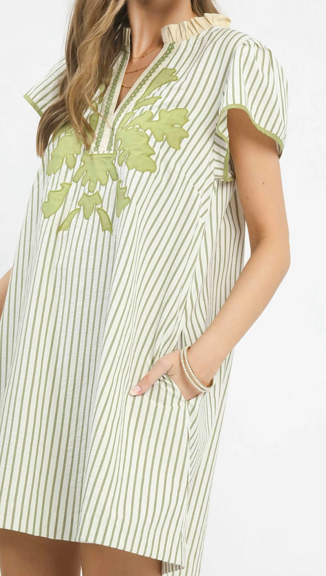 Lovely Moment Green Striped Dress