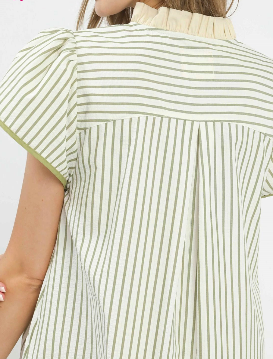 Lovely Moment Green Striped Dress
