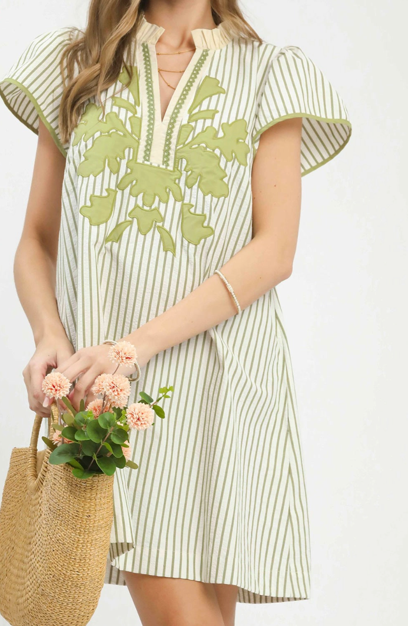 Lovely Moment Green Striped Dress