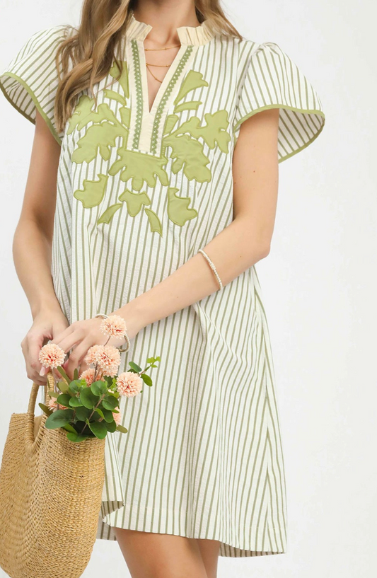 Lovely Moment Green Striped Dress