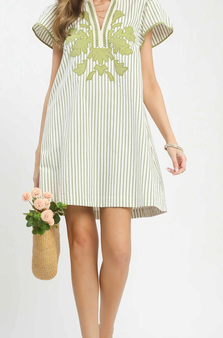 Lovely Moment Green Striped Dress