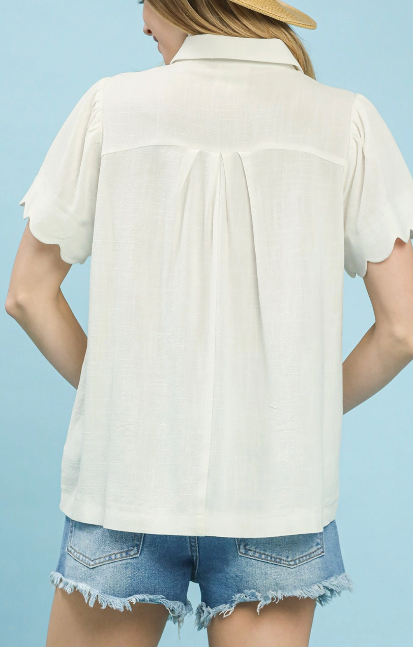 Abstract and Lace Top in White