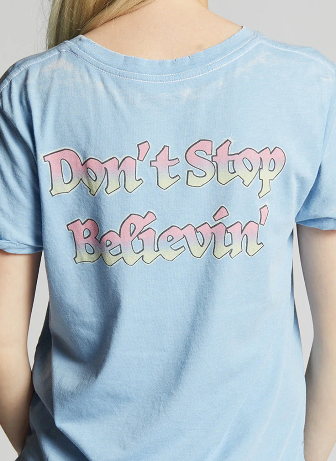 Journey: Don't Stop Believin' Tee in Baby blue