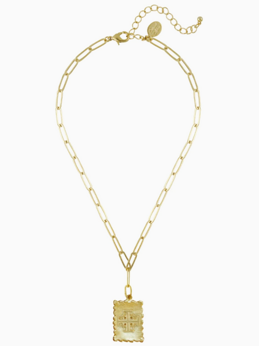 Susan Shaw Jerusalem Cross Stamp Necklace
