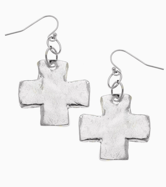 Susan Shaw Silver Cross Earrings