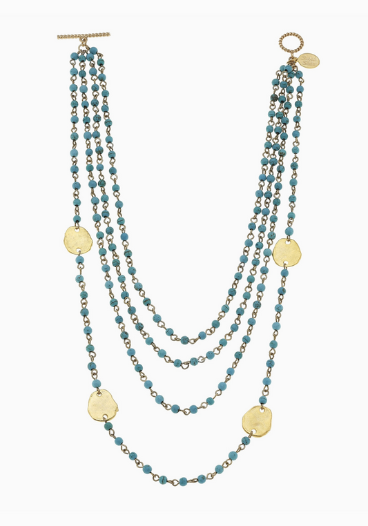 Susan Shaw Multi-Strand Turquoise Necklace with Gold Accents