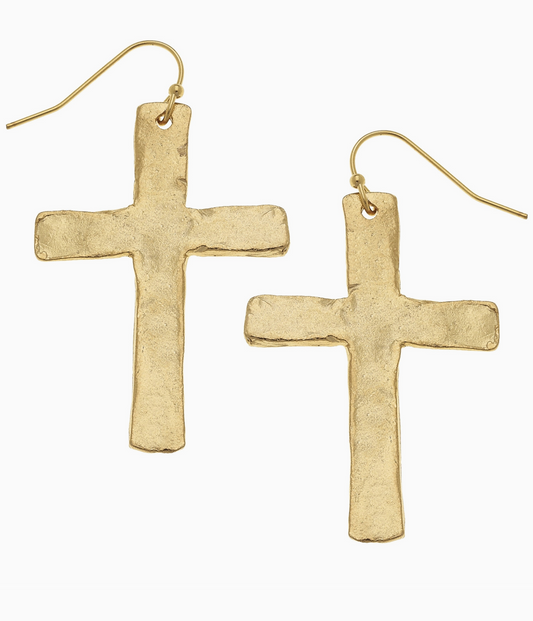 Susan Shaw Solid Gold Cross Earrings