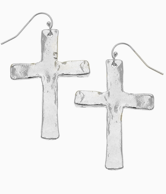 Susan Shaw Solid Silver Cross Earrings