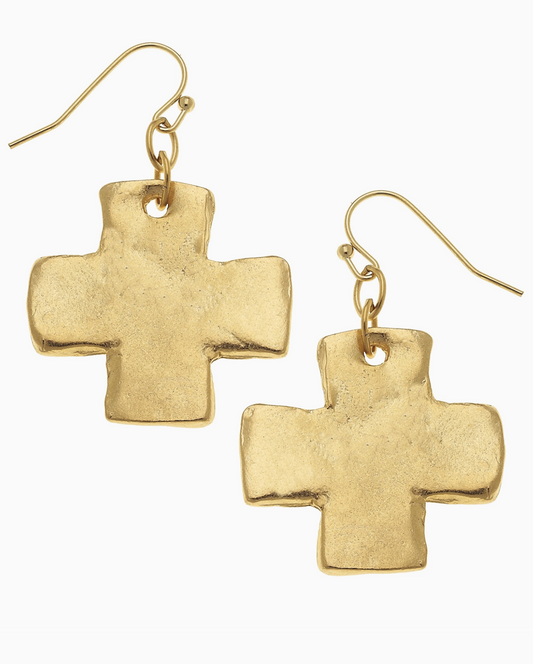 Susan Shaw Gold Cross Earrings