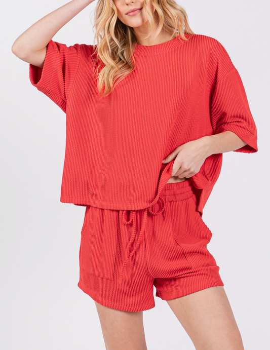 Cool Comfort Shorts Set in Red