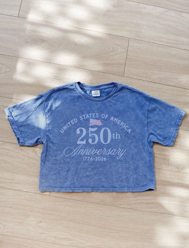 United States Of America 250th Anniversary Cropped Tee in Blue