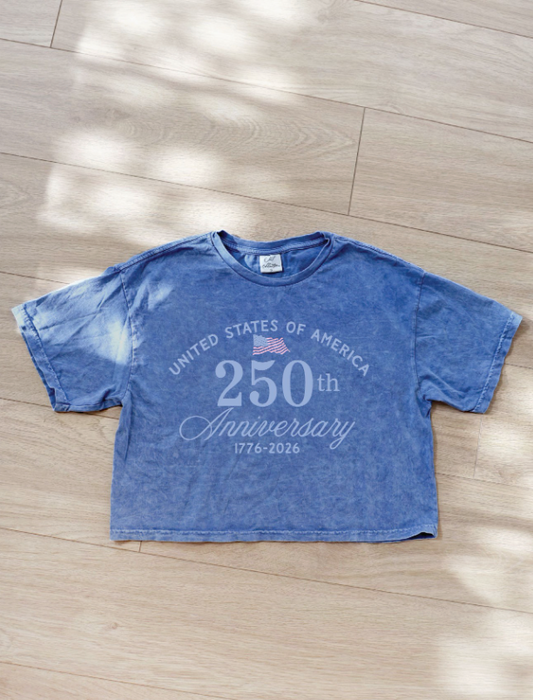 United States Of America 250th Anniversary Cropped Tee in Blue