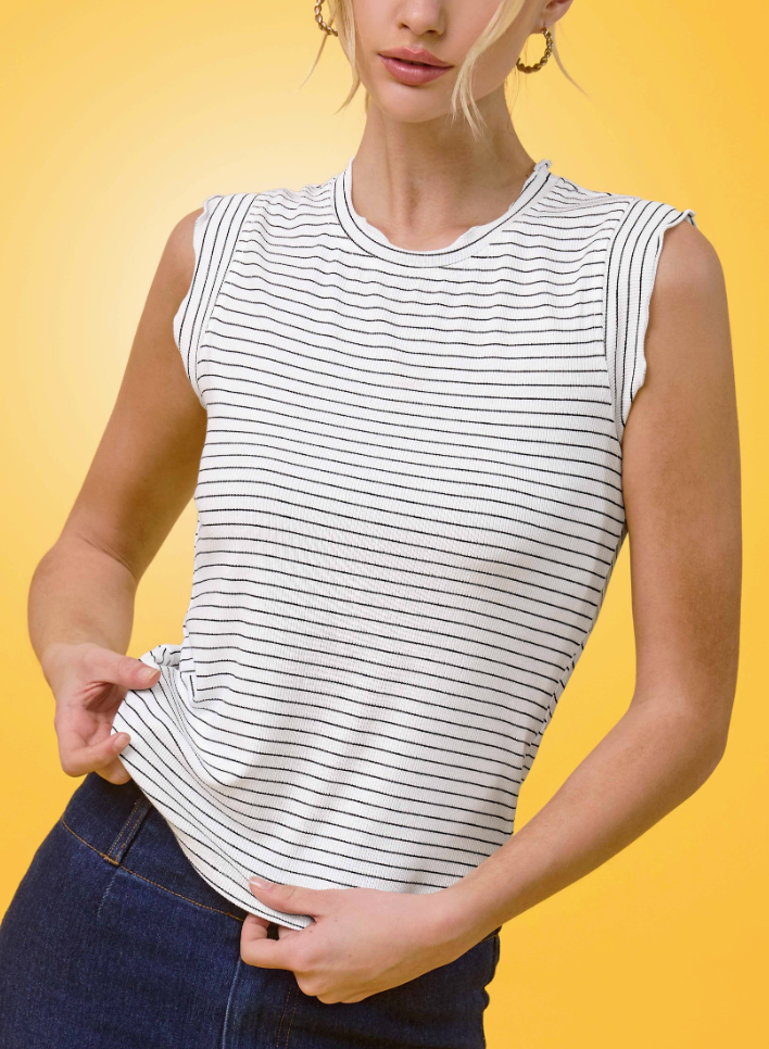 Effortless Ease Striped Tank Top in Off-White