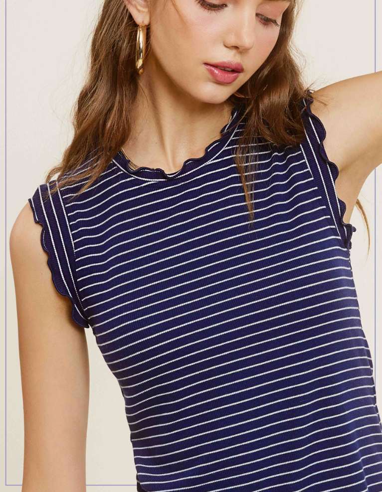 Effortless Ease Striped Tank Top in Navy